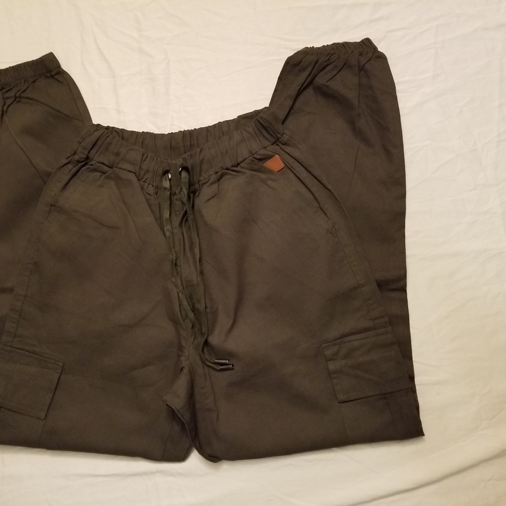 Fashion joggers elastic waist cargo grey medium